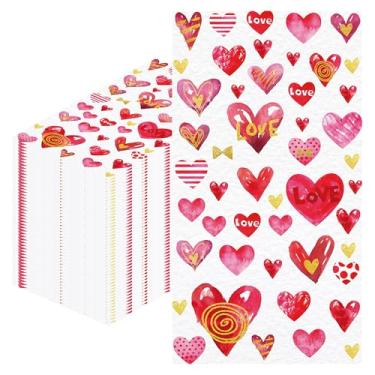Imagem de MOIZYNG 100 guardanapos de dia dos namorados, guardanapos de papel de namorados com corações de amor, toalhas de mão descartáveis para banheiro, noivado, casamento, aniversário, festa de aniversário
