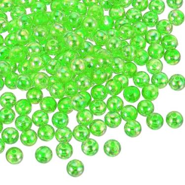 Imagem de Generic Contas redondas de acrílico de 8 mm, 100 peças de contas transparentes redondas de cores AB com orifício para brinco, pulseira, colar, chaveiros, verde claro