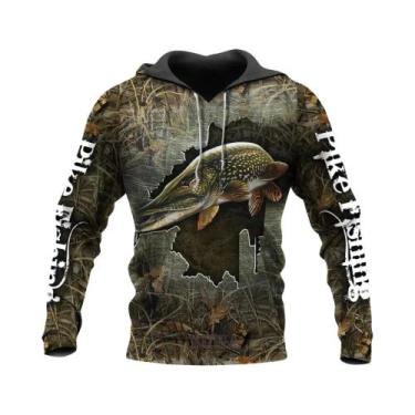 Imagem de Moletom Masculino Camuflado Para Pesca Com Estampa 3D Harajuku Y2K Str