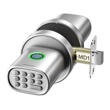 Imagem de ThorBolt Fechadura de porta de entrada sem chave, fechadura de porta de impressão digital com maçaneta biométrica de teclado, trava automática para portas internas com espessura de até 6 cm, quarto,