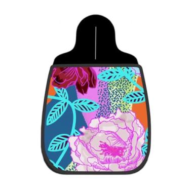 Imagem de Lixeira De Carro Organizador Lixinhocar Floral Abstrato Rosa Azul