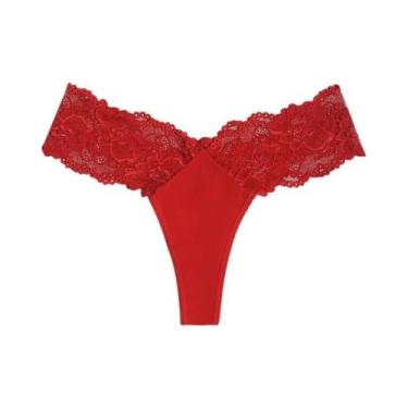 Imagem de Calcinha Sexy De Renda De Cintura Baixa Para Mulheres, G String Respir
