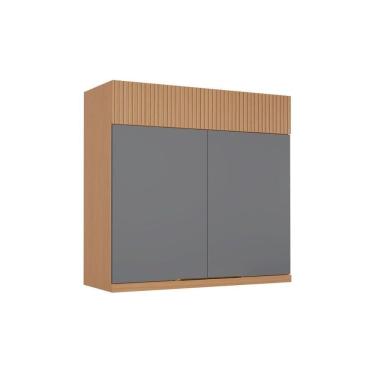 Imagem de Armário Aéreo Cozinha Nesher Realeza 2 Porta 80cm Carvalho/Titânio