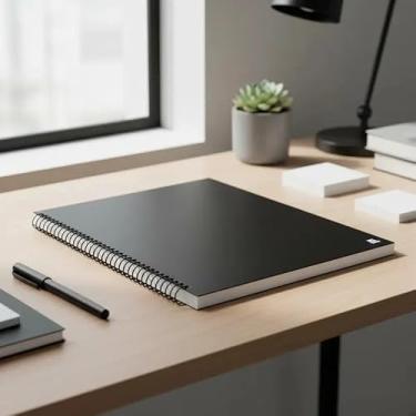 Imagem de Caderno Espiral Capa Dura Pautado Folha com Linhas Escolar Universitário Preto de 1, 10, 15 e 20 Matérias Completo (15 Matérias)