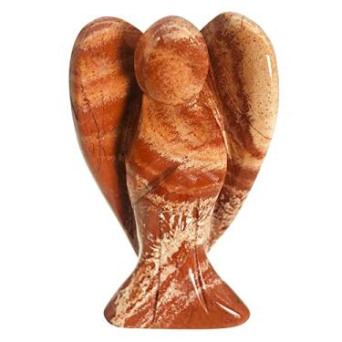 Imagem de Casaper Estatuetas de anjo da guarda jaspe vermelho natural, estátua de pedra esculpida à mão, meditação, decoração de casa, 3,8 cm