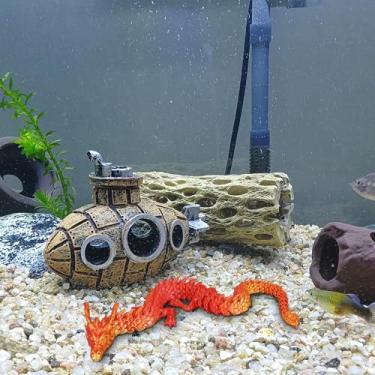 Imagem de Enfeites engraçados de dragão 3D, mini decoração de aquário de desenho animado com juntas móveis, acessório criativo para aquários de casa e escritório