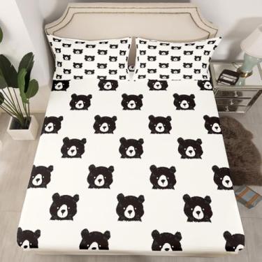 Imagem de Feelyou Jogo de lençol solteiro solteiro com desenho kawaii de urso fofo, desenho kawaii de animais e adolescentes, leve, para meninos e meninas, lençol com elástico (sem lençol de cima)