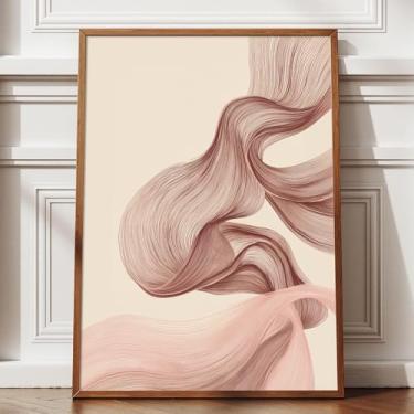 Imagem de Arte de parede de linha geométrica marrom bege pintura marrom neutra linha abstrata arte de parede minimalista impressões modernas Boho meados do século pintura geométrica abstrata sala de estar 40,6