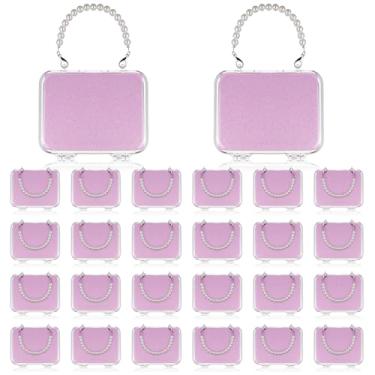 Imagem de AceOrbit 24 peças mini caixa de armazenamento vazia com cartolina com glitter, recipientes transparentes de armazenamento de bagagem, mala de viagem com alça de pérola, mini caixa de lembrancinha de