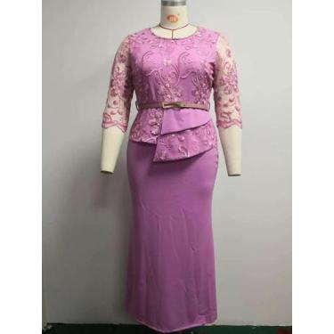 Imagem de Vestido Maxi De Manga Longa Estilo Africano plus Size Com Cintura Impé