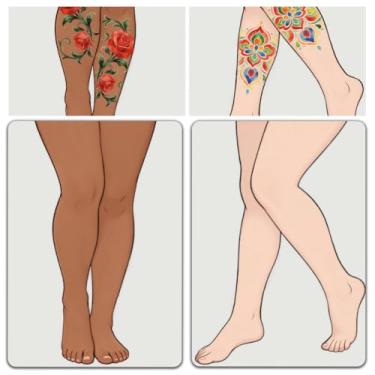 Imagem de DELORIGIN 2 peças de quadro de prática de pintura de pernas, tamanho A4, reutilizável, quadro de prática de maquiagem, ferramenta de exercícios, suprimentos de pintura de perna facial para iniciantes