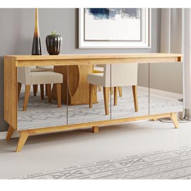 Imagem de Buffet Arezzo 4 Portas com Espelhos 2 Prateleiras Internas Mel - Casa 