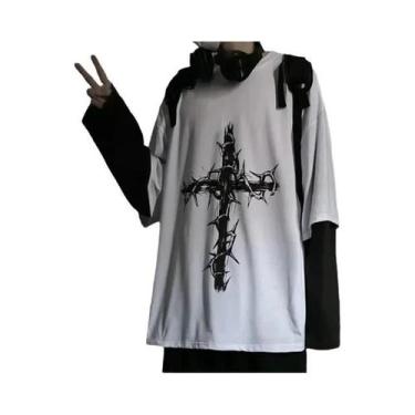 Imagem de Camiseta Masculina Oversized Y2K Anime Casual De Manga Longa Harajuku 