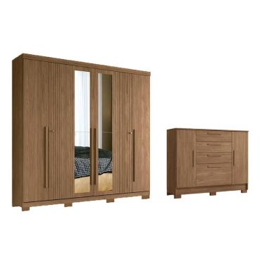 Imagem de Guarda Roupa +cômoda 2 Peças Qc353 Jatobá - Santos Andirá