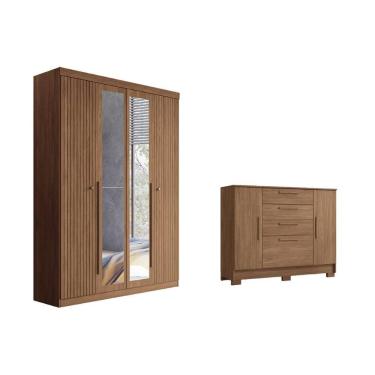 Imagem de Guarda Roupa +cômoda 2 Peças Qc322 Jatobá - Santos Andirá