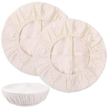 Imagem de Pacote com 2 capas de algodão à prova de pão, pano de forro de banneton reutilizável de 26 cm, capa de tigela de fermentação para fermentação de fermentação, serve para potes de tigelas de 20 a 28 cm