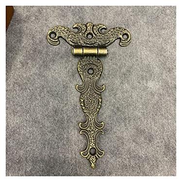 Imagem de Dobradiças 2 peças dobradiças para porta de armário vintage banhado a latão grande dobradiça grande joia decorativa caixa de madeira acessórios para móveis 113 x 69 mm