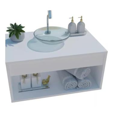 Imagem de Gabinete de Banheiro 60cm Sem Cuba – Material MDF/MDP, Armário Organizador Compacto para Higiene e Cosméticos Doméstico