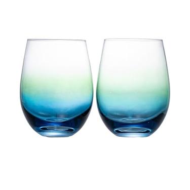 Imagem de Jogo de 2 Copos em Vidro 550Ml A12Cm Verde Degradê Fracalanza - Full Fit