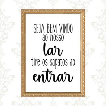 Imagem de Quadro Moldura Dourada Tire Os Sapatos 45X34Cm