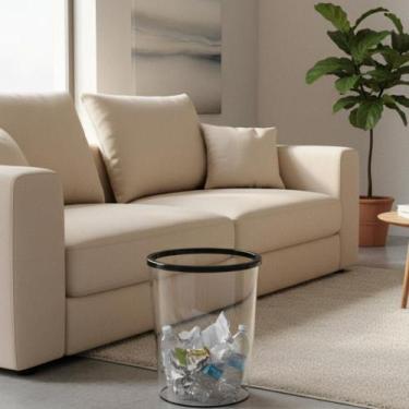 Imagem de Lixeira Redonda com Anel de Pressão 10 Litros banheiro Cozinha Conzinh