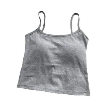 Imagem de Camiseta Sem Mangas Feminina De Cor Sólida Com Alças Finas De Algodão 