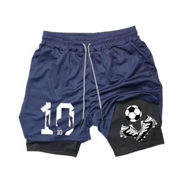 Imagem de Shorts Esportivos Masculinos Dois Em Um Para Academia, Treino, Corrida