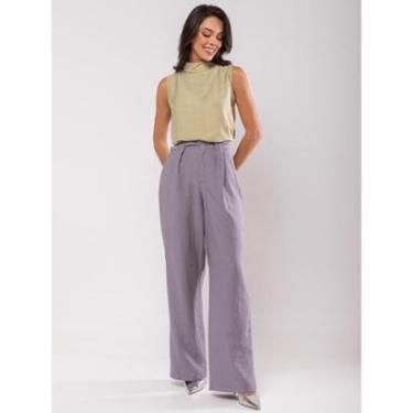 Imagem de Calça Salvatore Fashion Alfaiataria Wide Leg Feminina-Feminino