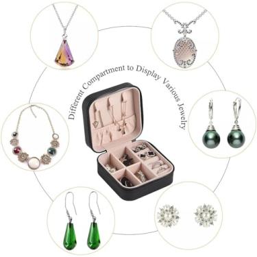 Imagem de Porta Jóias Estojo Portátil em material sintético com Zíper para Jóias, Maquiagem e Viagem (Preto)