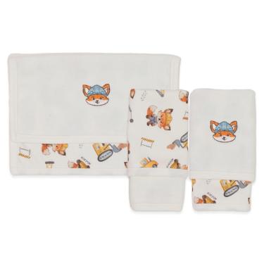 Imagem de Kit 2 Toalhas De Boca Algodão Off White Raposa Mini & Co-Masculino