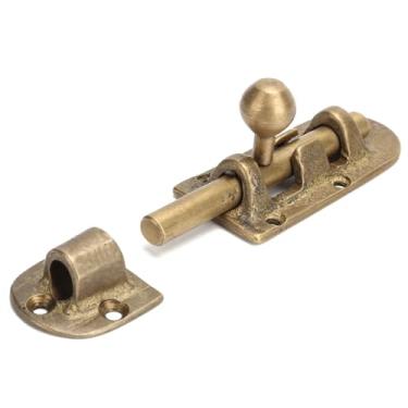 Imagem de KUIDAMOS Trava de Porta de Bronze Vintage, Fechadura Deslizante Rústica para Portões e Portas de Madeira, Fechadura de Segurança Durável para Proteção Doméstica