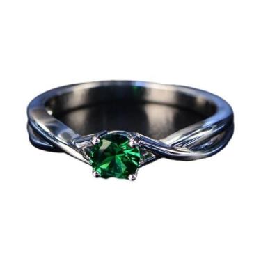 Imagem de Anel De Noivado Feminino Em Prata 925 Com Pedras Preciosas Moissanite,