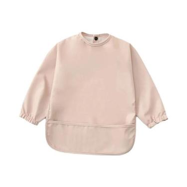 Imagem de Babador Impermeável De Manga Longa Para Crianças Com Bolso, Avental De