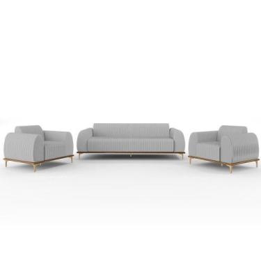 Imagem de Kit Sofá 2 Lugares 150Cm Com 2 Poltronas Molino Cinza D-315 - LYAM DEC