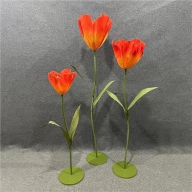 Imagem de Tulipas artificiais gigantes - Conjunto de 3 decorações de flores grandes com hastes longas para decoração de casa, decoração de casamento e vitrines