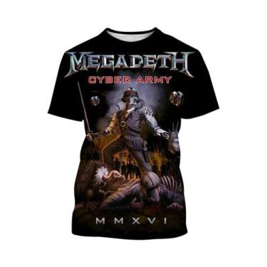 Imagem de Camiseta 3D Estampada Da Banda De Punk Rock Megadeth Para Homens E Mul
