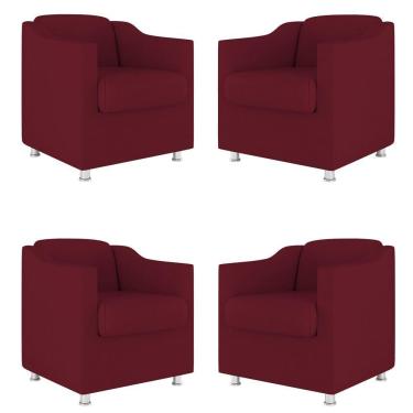 Imagem de Kit 04 Poltronas Decorativas Sala De Espera Clinica Suede Cor:marsala