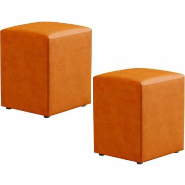 Imagem de Kit 02 Puffs Quadrado Decorativo L02 Couríssimo Whisky