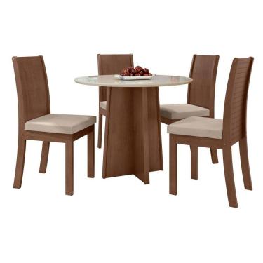 Imagem de Conjunto Mesa Celebrare 100cm Tampo Mdf/vidro 4 Cadeiras