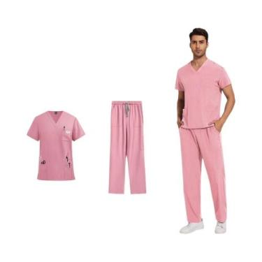 Imagem de Conjunto De Camiseta De Manga Curta Com Decote Em V E Calças Retas Uni