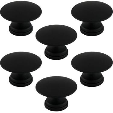 Imagem de Conjunto de 6 Puxadores 200 Tucson Ponto Preto Fosco Para Móveis Armár