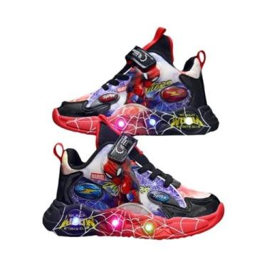 Imagem de Tênis LED Iluminados Para Meninos Disney Spider-man Moda Infantil Para