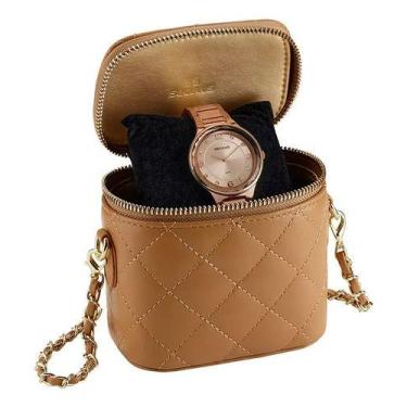 Imagem de Kit Relógio Seculus Feminino Com Bolsa 77254LPSVRS2