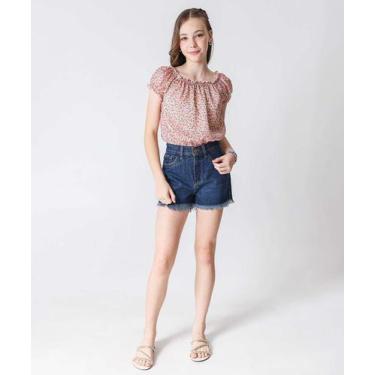 Imagem de Short Juvenil Jeans Barra Desfiada Marisa Tam 10 a 16-47061, 14, Jeans