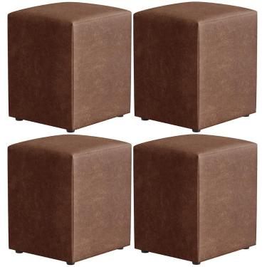Imagem de Kit 04 Puffs Quadrado L02 Couríssimo Marrom