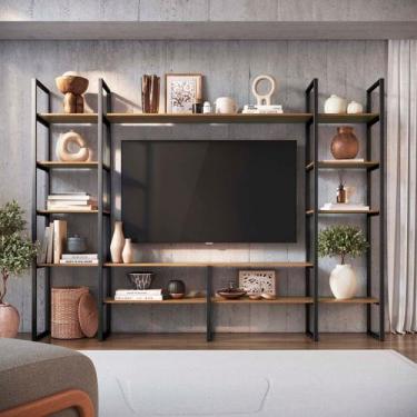 Imagem de Estante para Tv 55 Polegadas 185cmx30cm em Ferro com Mdf Estilo Indust