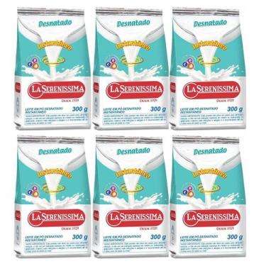 Imagem de 6 Pacotes Leite em Pó Desnatado LA SERENÍSSIMA Sachê 300g - LA SERENIS