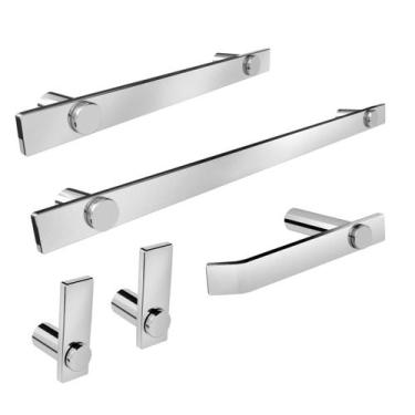 Imagem de Kit De Acessórios Para Banheiro Aço Inox 2070PM Patmos - Grego Metal, 