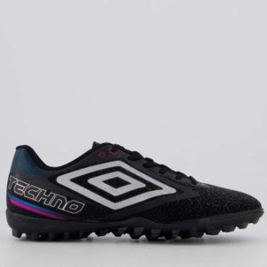 Imagem de Chuteira Umbro Techno II Society Preta e Cinza-Masculino