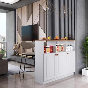 Imagem de Bancada Gourmet 120cm 3 Portas Com Nichos Hera Fidelitá Branco - Fidel